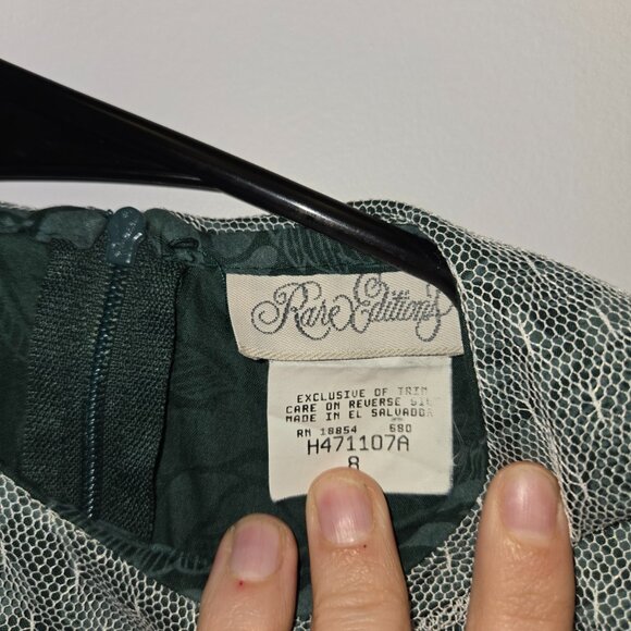 Vintage Rare Editions Forest Green Dress 8 Girls Lace Bib Collar Cottage Core - Picture 3 of 7